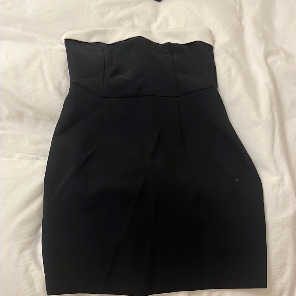 Black and White Strapless Dress